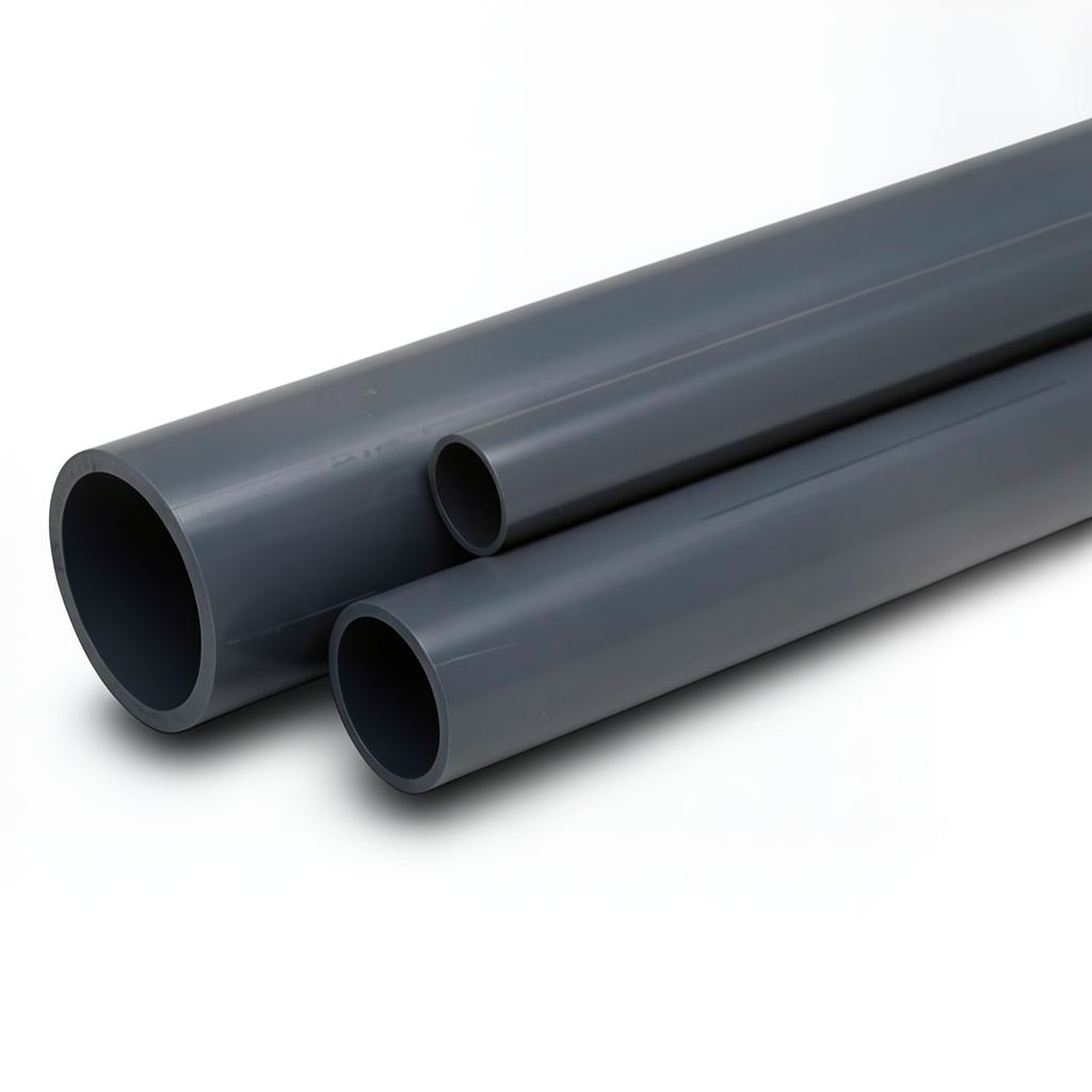 UPVC Pipes 6 Inch Size 6 Bar Pressure 4.5 mm Thickness Dark Gray