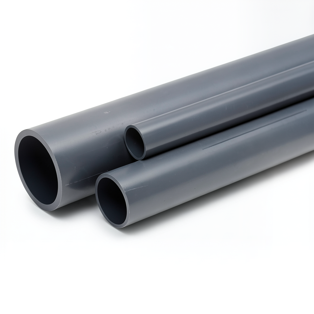 UPVC Pipes 9 Bar Pressure 8 Inch Size 7.8 mm Thickness Dark Gray