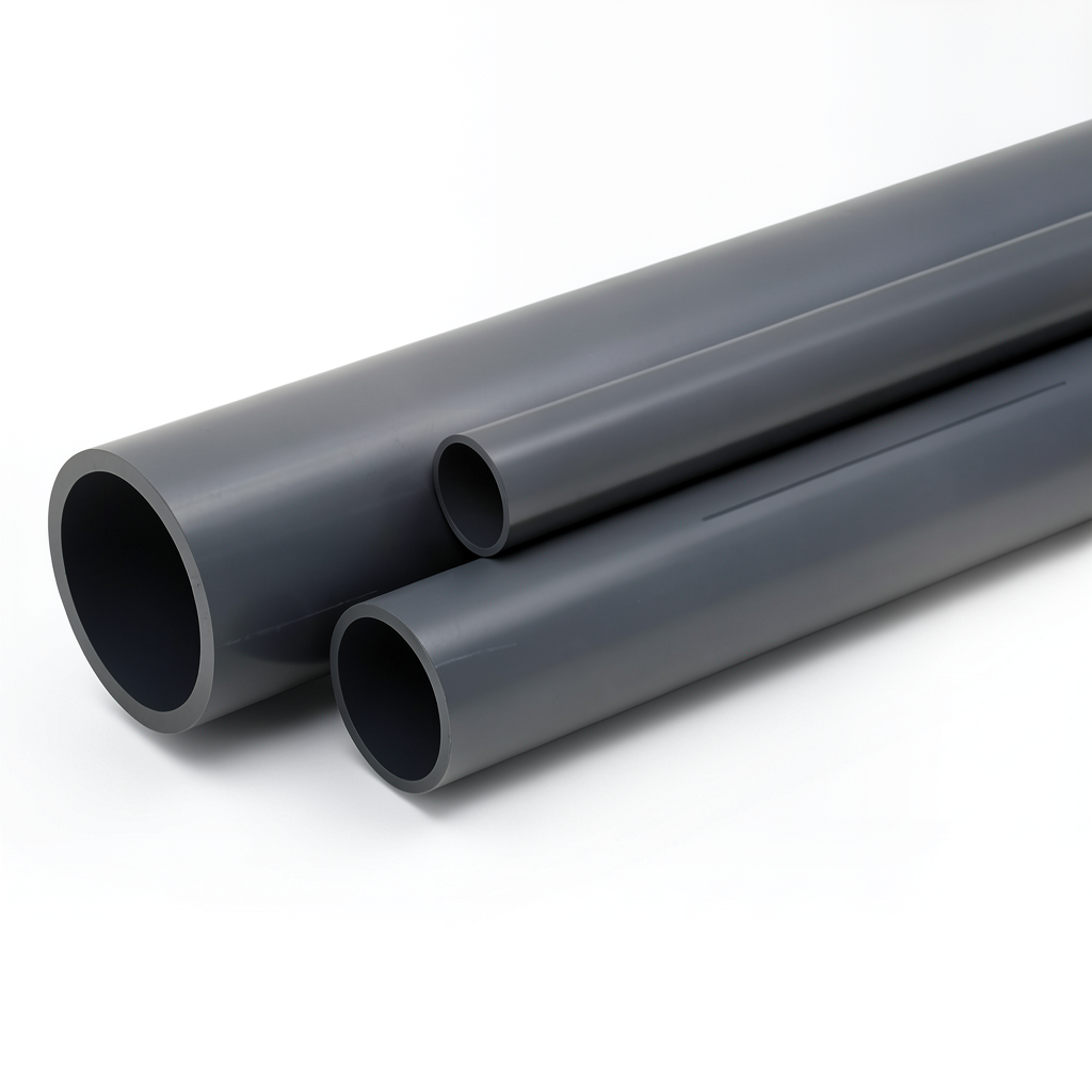مواسير UPVC 5 إنش ضغط 12 بار سمك 7.3 مم لون رمادي غامق