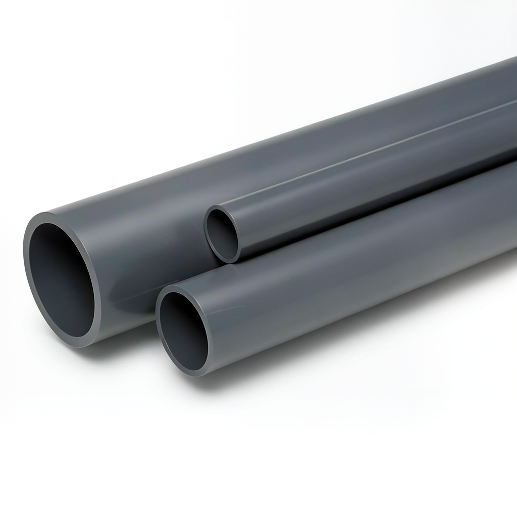مواسير UPVC مقاس 8 إنش ضغط 6 بار سمك 5.3 مم لون رمادي غامق