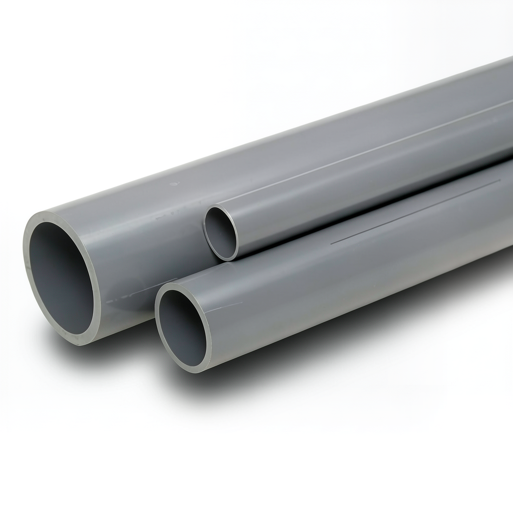 مواسير UPVC الوطني جدول 80 مقاس 3 إنش سمك 7.62 مم وزن 2.91 كجم / متر لون رمادي
