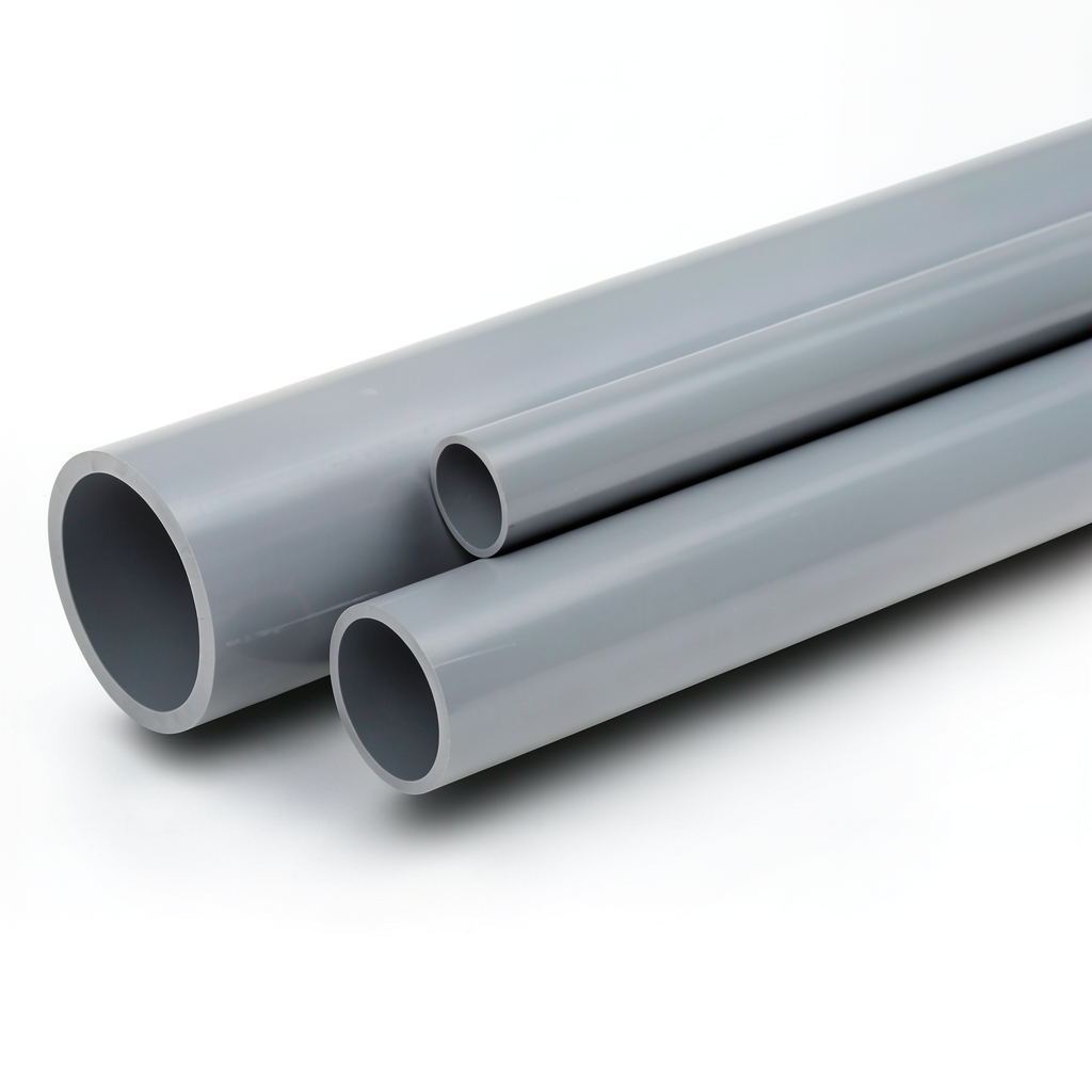مواسير UPVC جدول 80 مقاس ½ 1 إنش سمك 5.08 مم لون رمادي