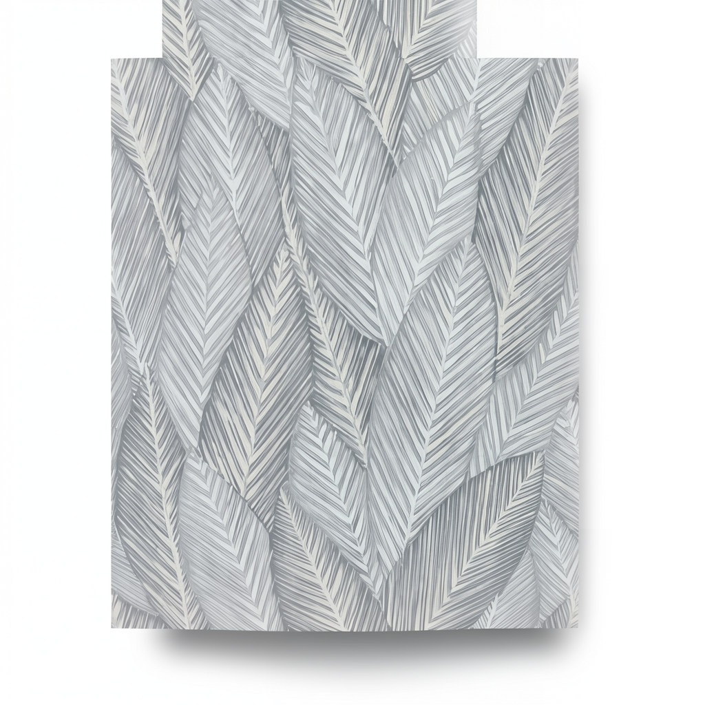 Leaf-patterned Wallpaper Length 10 m, Width 0.53 m, Gray Color, Model 10391-35