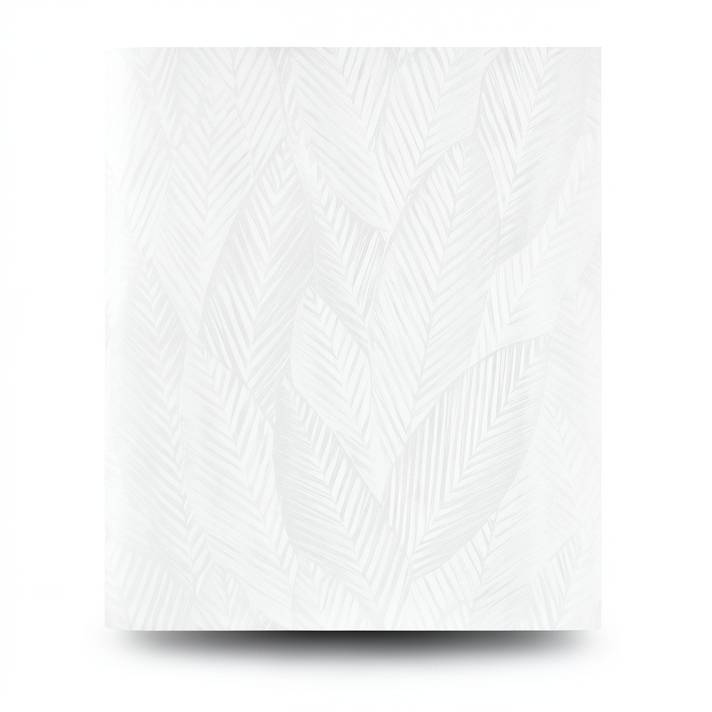 Leaf-patterned Wallpaper 10 m Length, 0.53 m Width, White Color