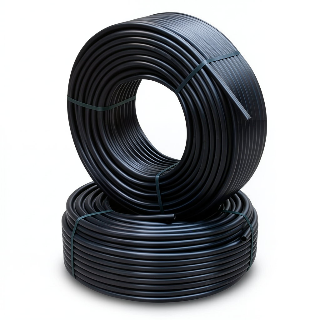 أنابيب HDPE مقاس ¾ إنش سمك 3.4 مم ضغط 9.1 كجم قوة / سم² لون أسود