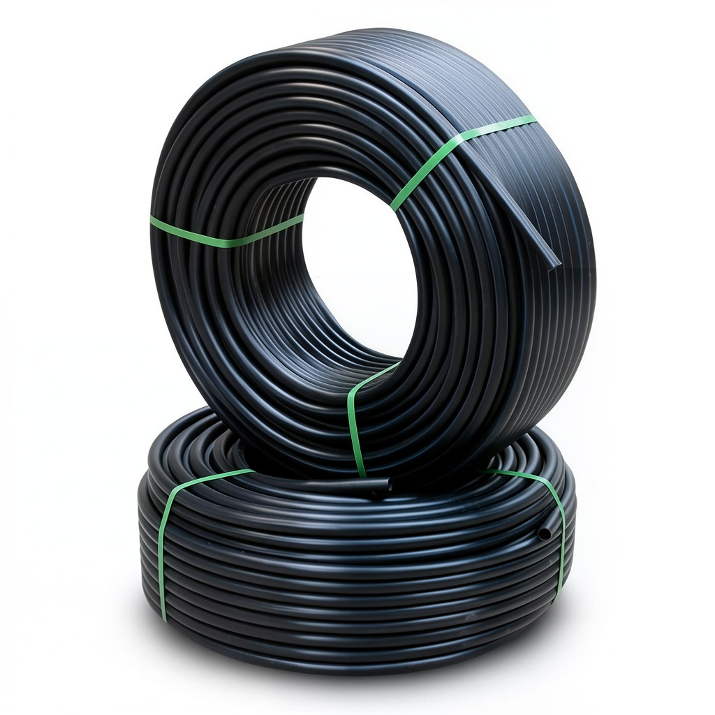 أنابيب HDPE ضغط 9.1 كجم قوة / سم² مقاس ½ إنش سمك 2.7 مم لون أسود