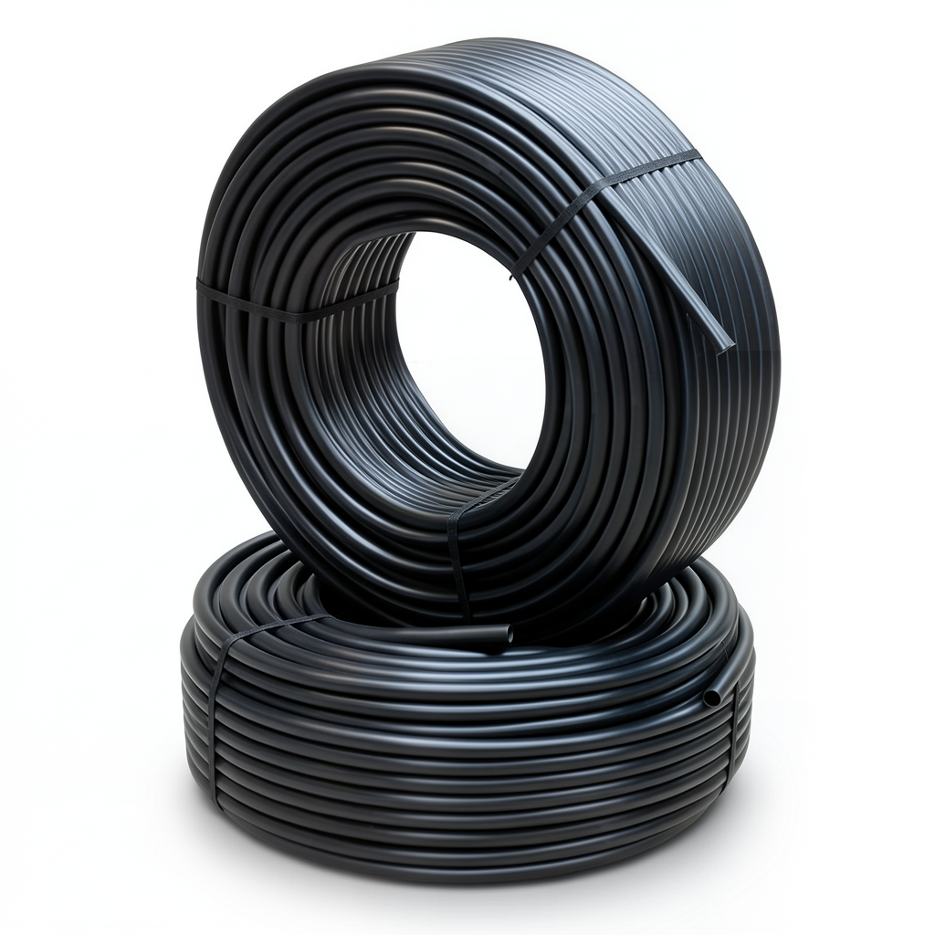 أنابيب HDPE مقاس ¾ إنش سمك 3.4 مم ضغط 9.1 كجم قوة / سم² لون أسود