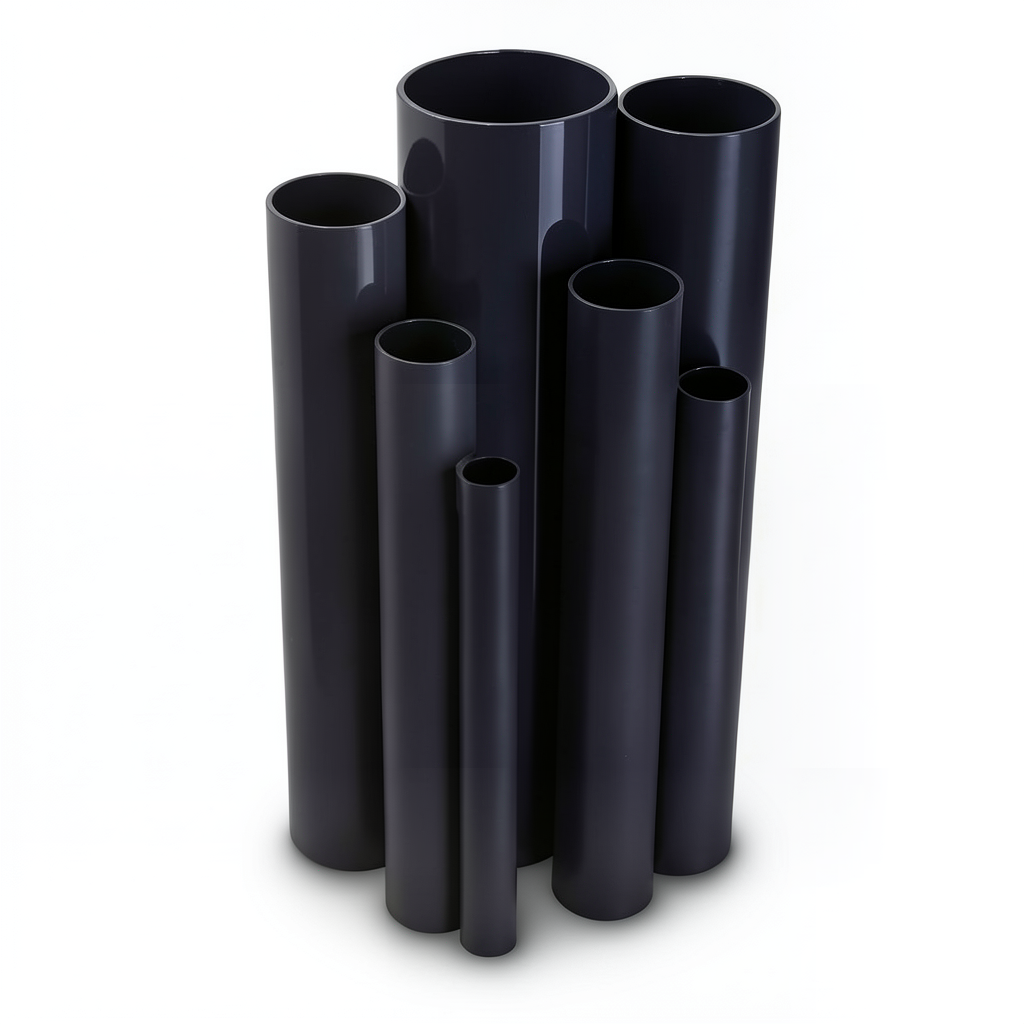 UPVC Pipes Nominal Pressure 10 Bar Outside Diameter 50 mm Thickness 2.4 mm Black