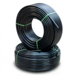 أنابيب HDPE ضغط 9.1 كجم قوة / سم² مقاس ½ 1 إنش سمك 4.1 مم لون أسود