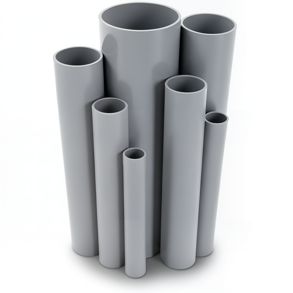 مواسير UPVC ضغط 6 بار قطر خارجي 50 مم سمك 1.8 مم لون رمادي
