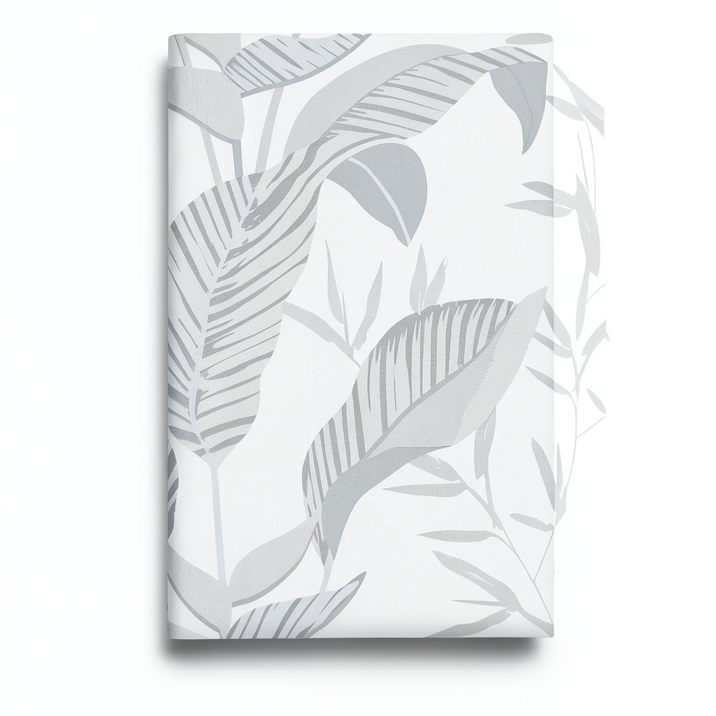 German Wall Covering Leaf-Patterned Design 10×0.53 m, Grey Color