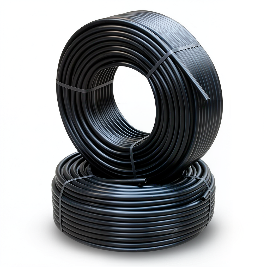 أنابيب HDPE ضغط 9.1 كجم قوة / سم² مقاس ½ إنش سمك 1.8 مم لون أسود