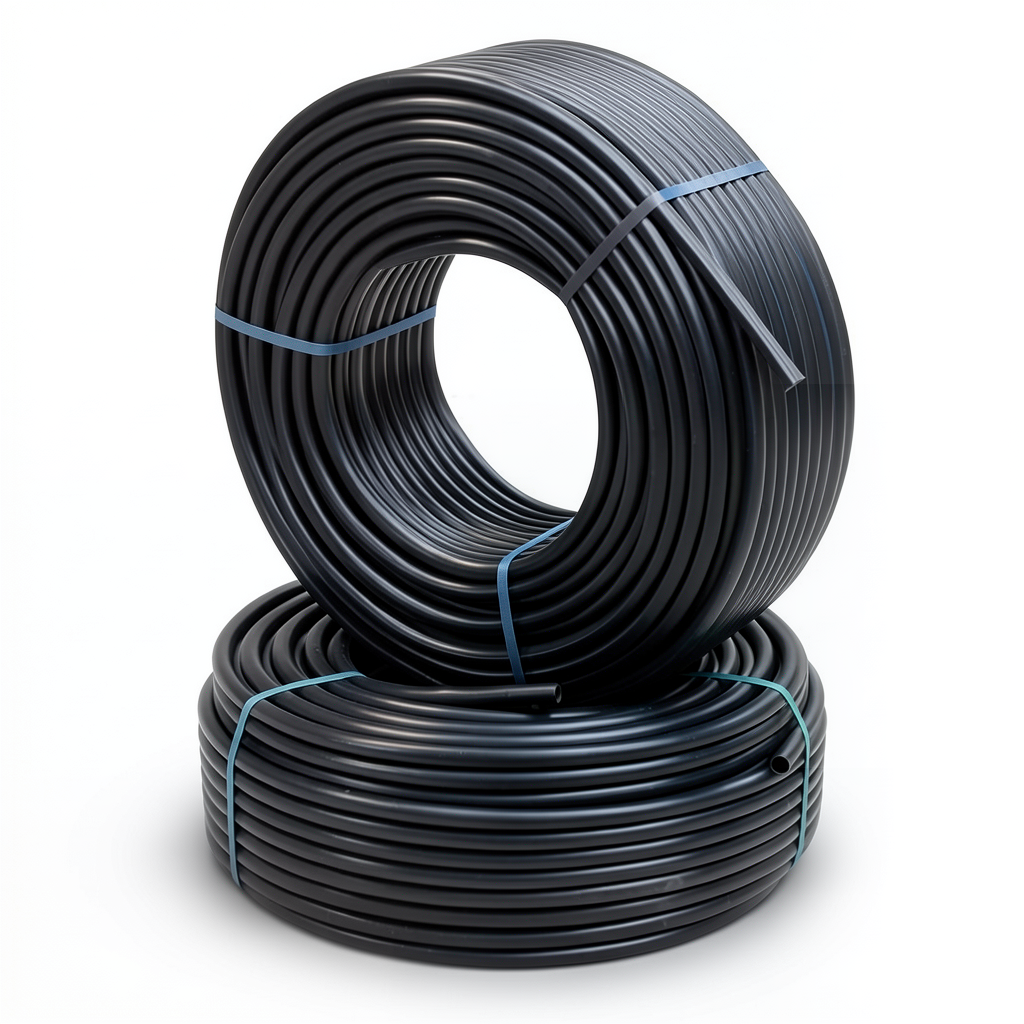 أنابيب HDPE ضغط 9.1 كجم قوة / سم² مقاس 2 إنش سمك 7.6 مم لون أسود