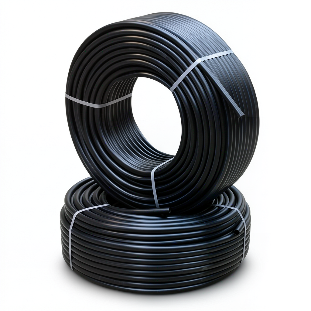 أنابيب HDPE ضغط 9.1 كجم قوة / سم² مقاس 4 إنش سمك 9.6 مم لون أسود