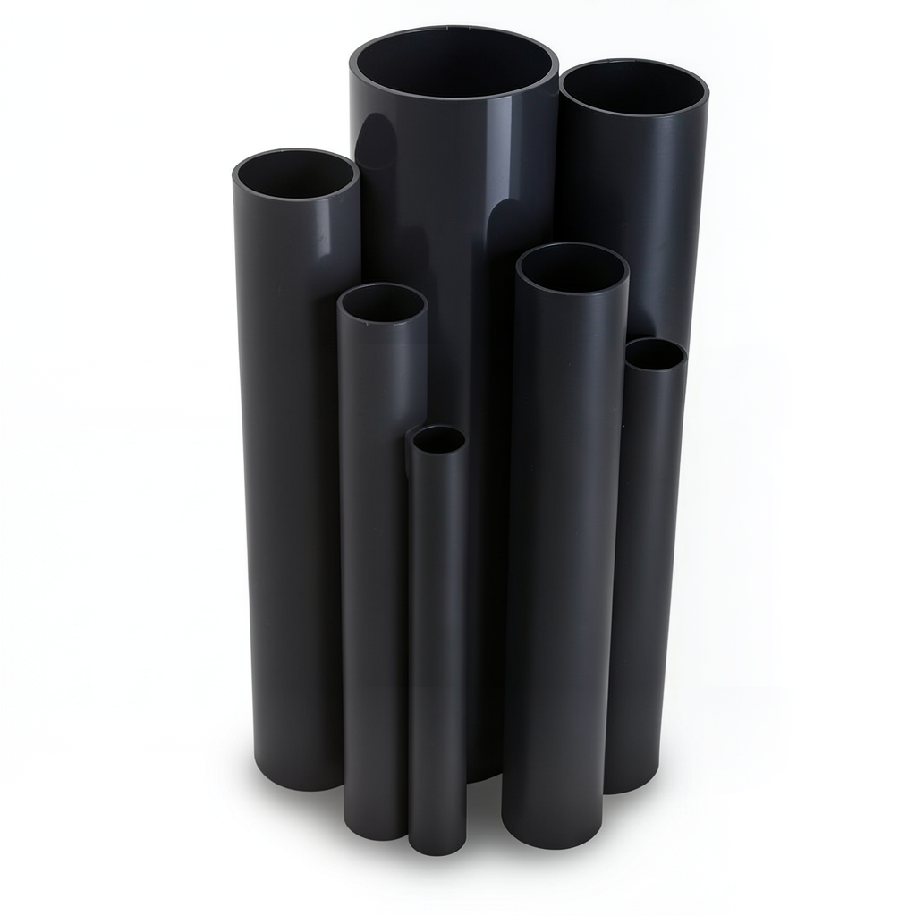 مواسير UPVC ضغط اسمي 16 بار قطر خارجي 50 مم سمك 3.7 مم لون أسود