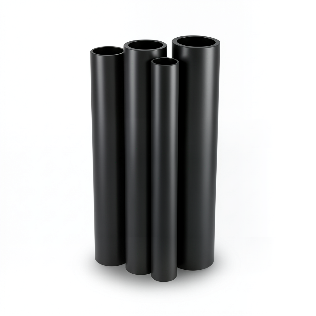مواسير HDPE قطر خارجي 200 مم سمك 6.2 مم لون أسود
