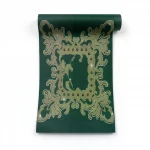 Patterned wall paper, length 10 m, width 0.70 m, dark green color, model 13070