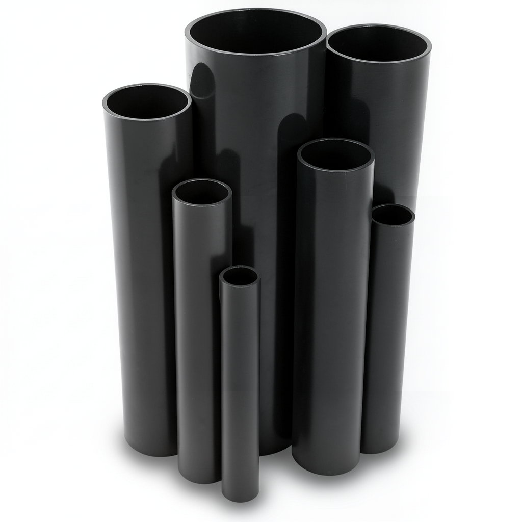 مواسير UPVC ضغط 10 بار قطر خارجي 75 مم سمك 3.6 مم لون اسود