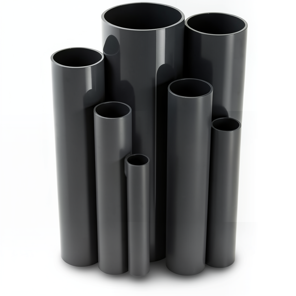 مواسير UPVC ضغط اسمي 10 بار قطر خارجي 90 مم سمك 4.3 مم لون اسود