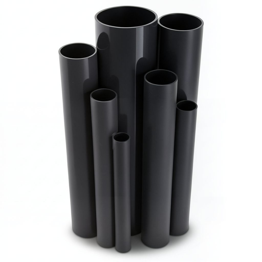 مواسير UPVC ضغط اسمي 10 بار قطر خارجي 90 مم سمك 4.3 مم لون اسود