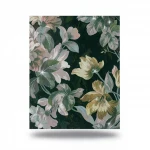 Floral wallpaper, length 10 m, width 0.70 m, dark green color, model 13058