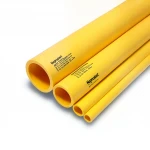 مواسير HDPE نيبروبلاست PE 100 ضغط 20 بار قطر خارجي 200 مم سمك 22.4 مم لون أصفر 