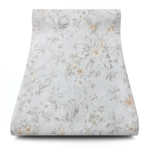 Italian Wall Decoration Floral Wallpaper 10m×1.06m Light Grey