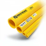 مواسير HDPE نيبروبلاست PE 100 ضغط 20 بار قطر خارجي 140 مم سمك 15.7 مم لون أصفر 