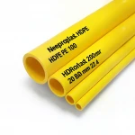 مواسير HDPE نيبروبلاست PE 100 ضغط 20 بار قطر خارجي 200 مم سمك 22.4 مم لون أصفر 
