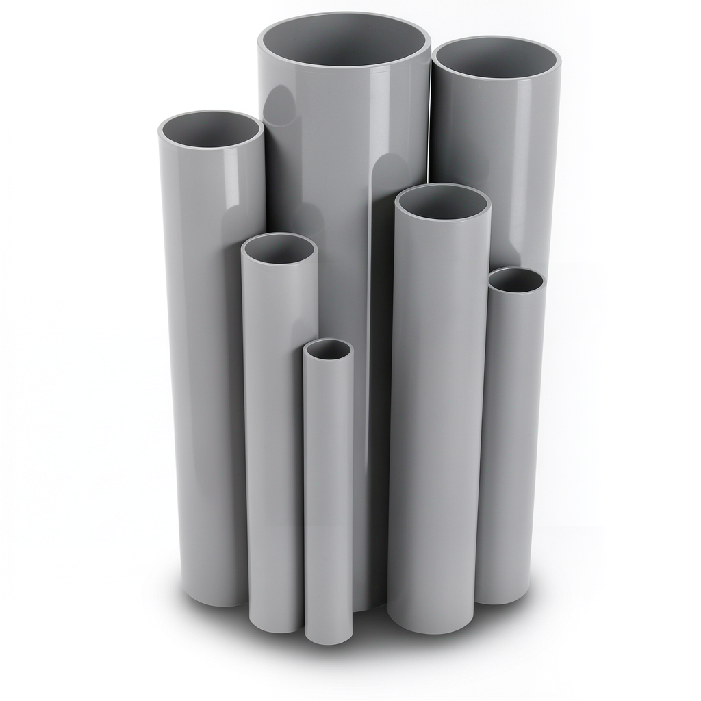 مواسير UPVC ضغط 2.5 بار قطر خارجي 125 مم سمك 1.8 مم لون رمادي
