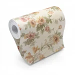 Floral wallpaper, length 10 m, width 0.70 m, beige color, model 13071