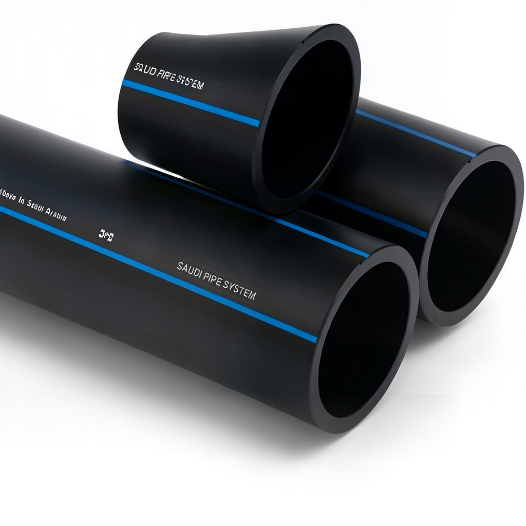 أنابيب HDPE PE 100 ضغط 16 بار قطر خارجي 50 مم سمك 4.6 مم لون أسود | مصنع أنظمة الانابيب السعودي (SPS)