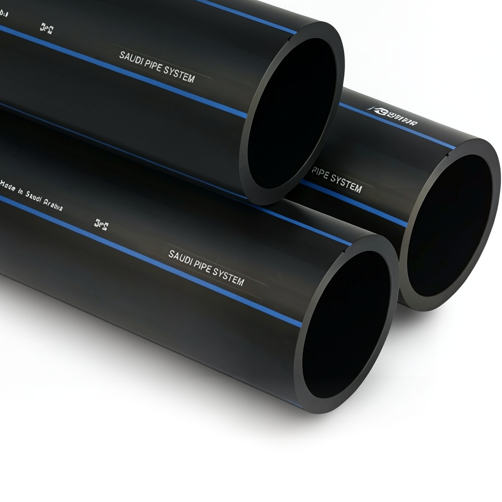 مواسير HDPE من انظمة الأنابيب PE 100 ضغط 6 بار قطر خارجي 63 مم سمك 2.5 مم لون اسود | مصنع أنظمة الانابيب السعودي (SPS)