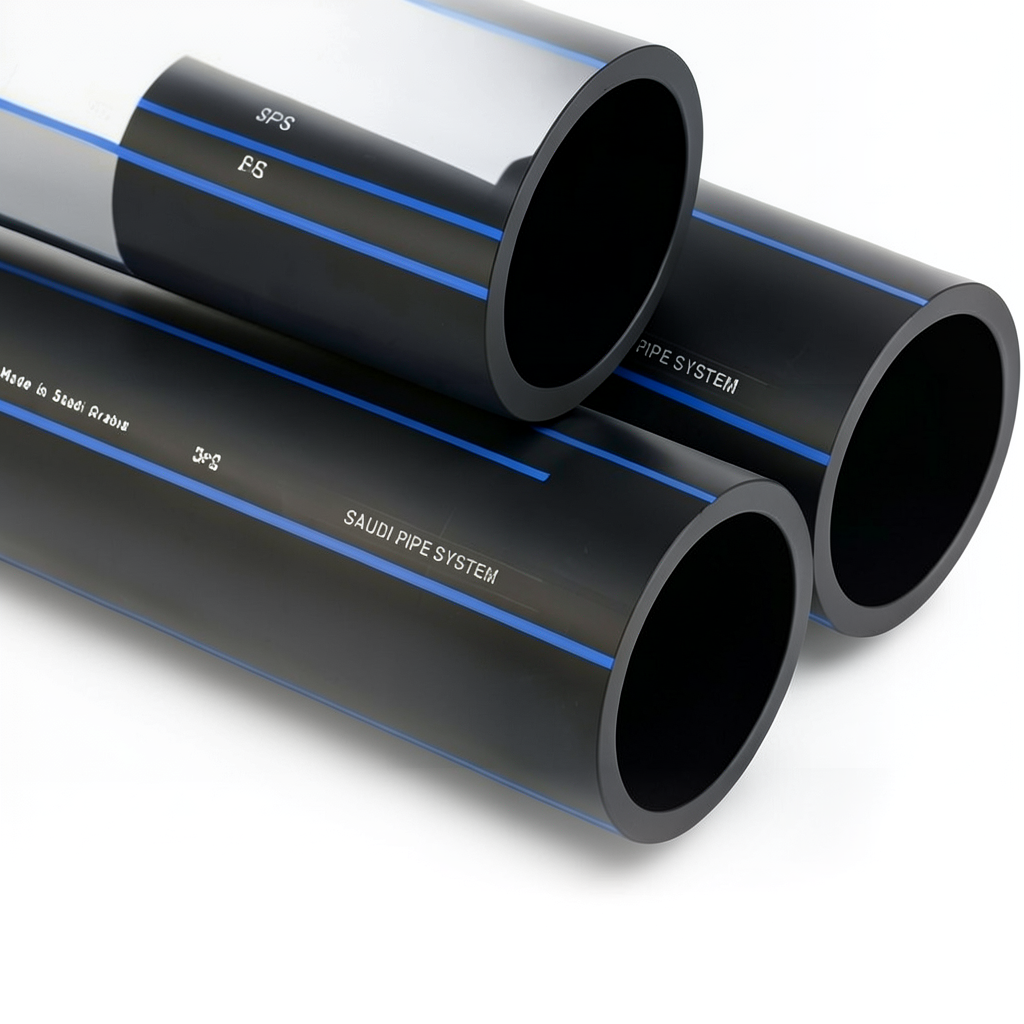 أنابيب HDPE SPS PE 100 ضغط 16 بار قطر خارجي 63 مم سمك 5.8 مم لون أسود | مصنع أنظمة الانابيب السعودي (SPS)