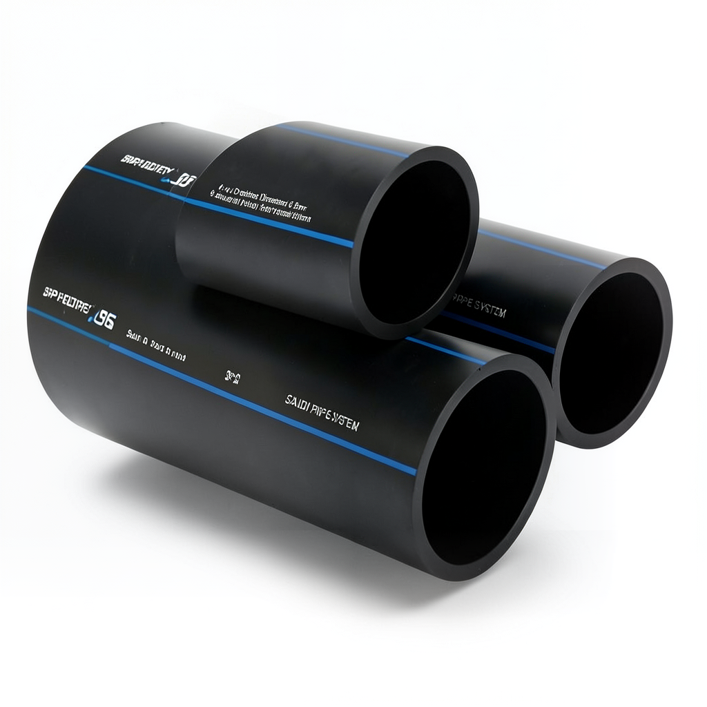 مواسير HDPE من انظمة الأنابيب PE 100 ضغط 6 بار قطر خارجي 63 مم سمك 2.5 مم لون اسود | مصنع أنظمة الانابيب السعودي (SPS)