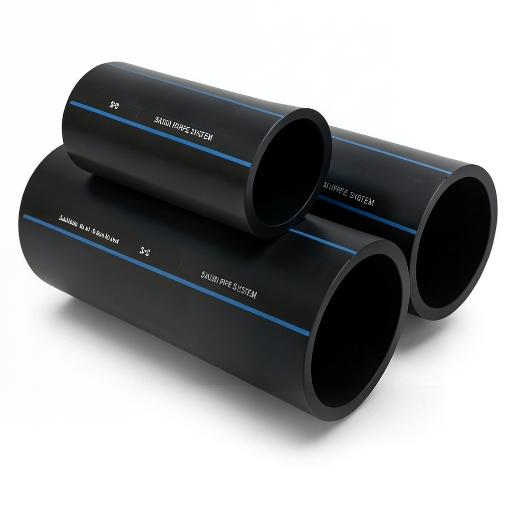 SPS HDPE Pipes PE 100 Pressure 10 Bar Outside Diameter 63 mm Thickness 3.8 mm Black | Saudi Pipes Systems (SPS)