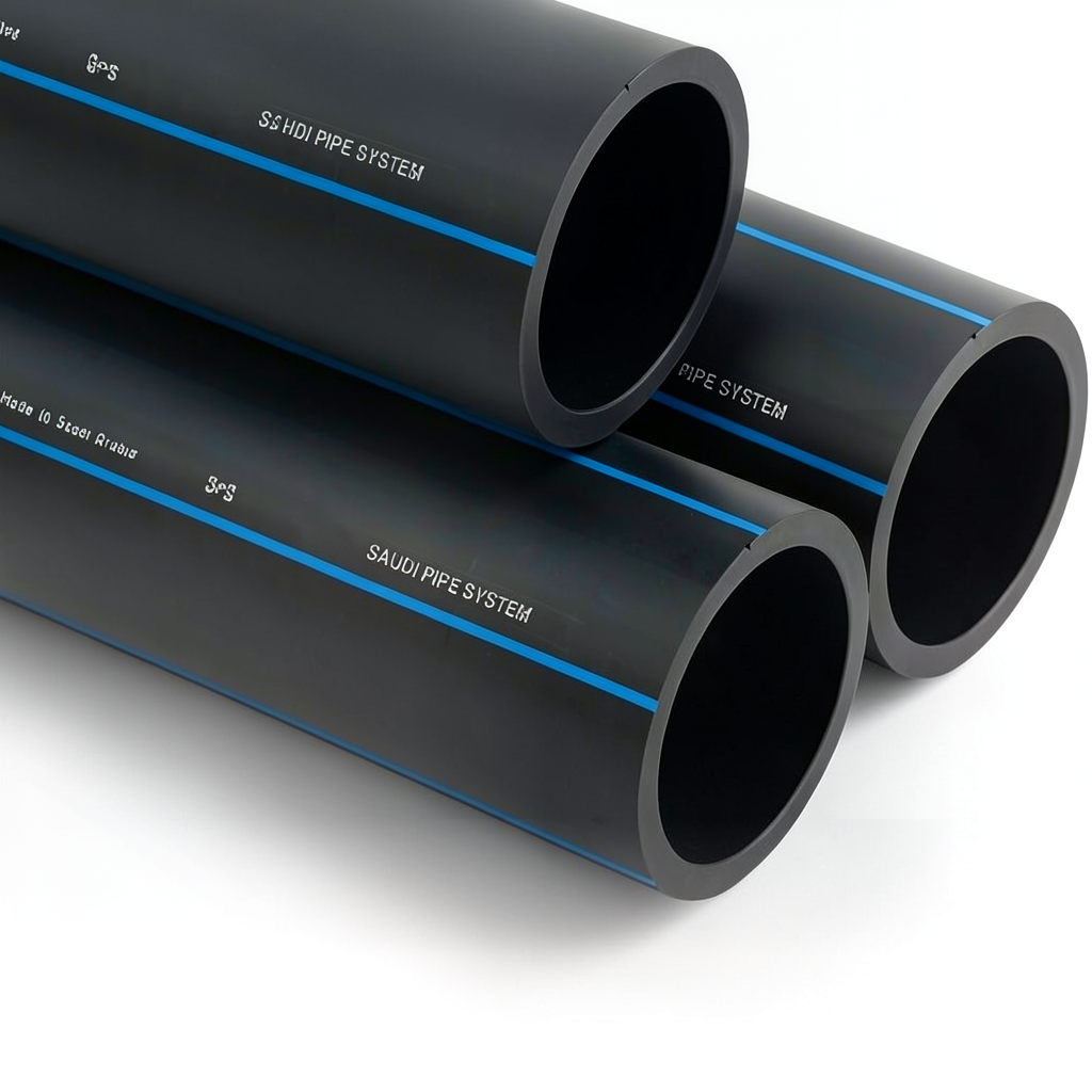 مواسير HDPE السعودى PE 100 ضغط 6 بار قطر خارجي 75 مم سمك 2.9 مم لون اسود | مصنع أنظمة الانابيب السعودي (SPS)