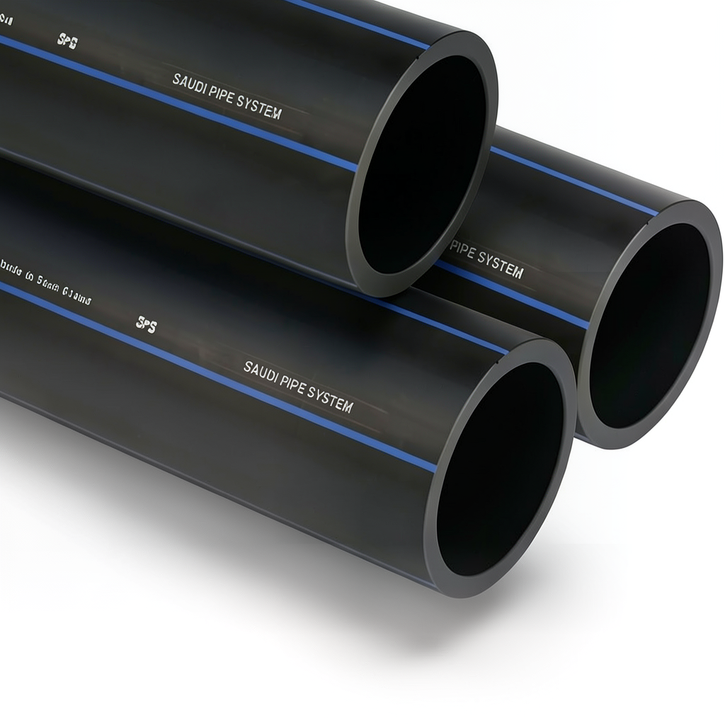 مواسير HDPE من انظمة الأنابيب PE 100 ضغط 6 بار قطر خارجي 63 مم سمك 2.5 مم لون اسود | مصنع أنظمة الانابيب السعودي (SPS)