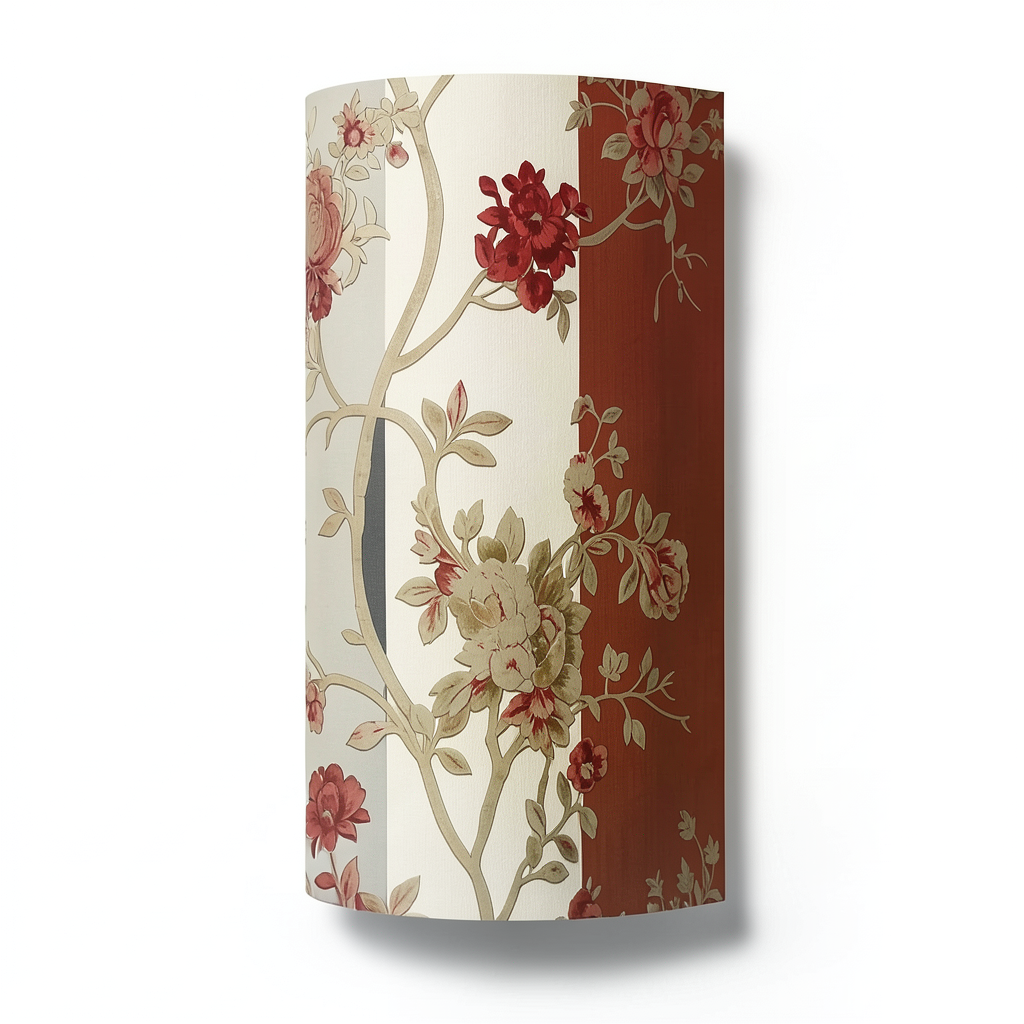 Floral Italian Paper Wallpaper 10m×0.70m Beige with Red and Black