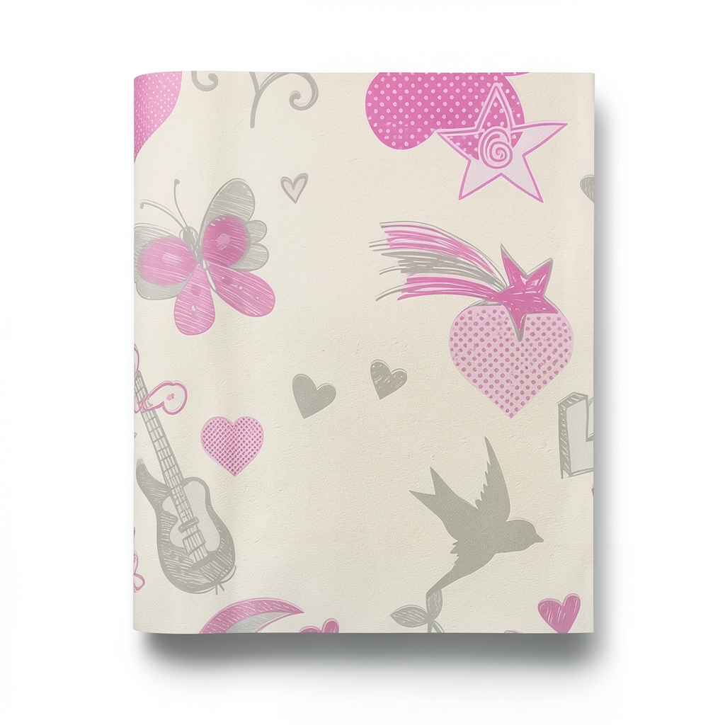 Youth and Children Wallpaper 10m x 0.53m Beige and Pink