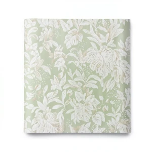 Leaf-patterned Italian Paper 10m×1.06m Light Green with Beige, Model Z46052