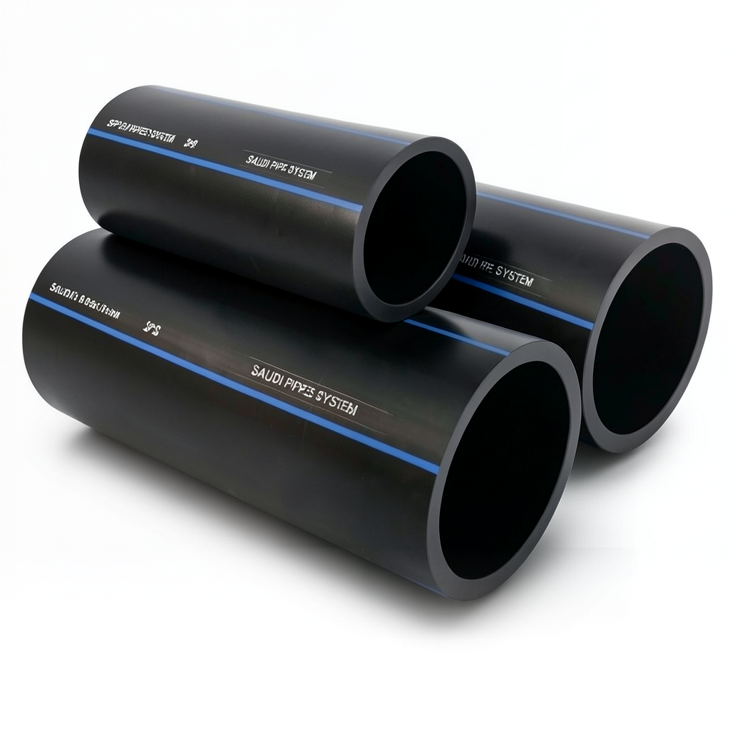 أنابيب HDPE PE 100 ضغط 16 بار قطر خارجي 75 مم سمك 6.8 مم لون أسود | مصنع أنظمة الانابيب السعودي (SPS)