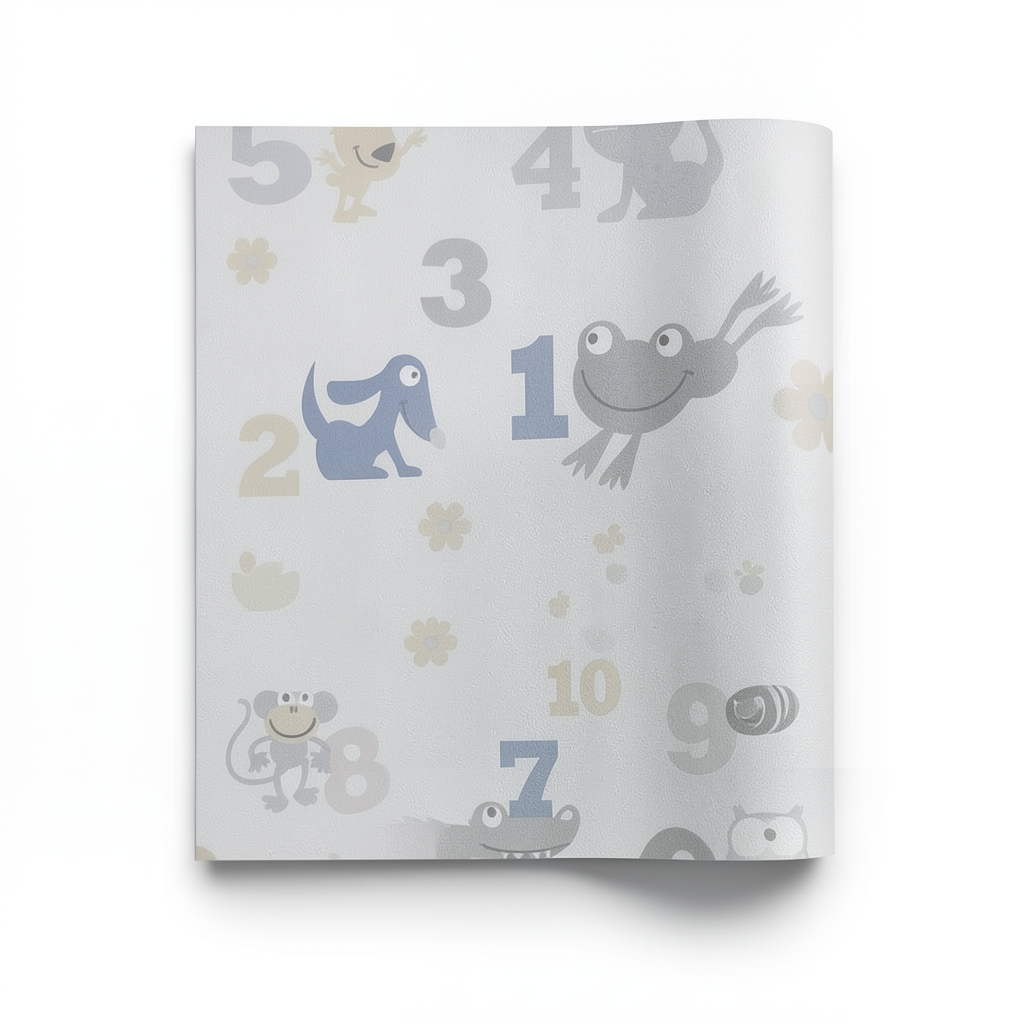 German Wallpaper for Youth and Children 10m x 0.53m Light Gray, Model 503043