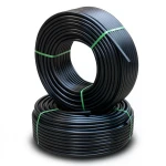 أنابيب HDPE PE 80 ضغط 10 بار قطر خارجي 90 مم سمك 6.7 مم وزن 1.77 كجم / متر أسود