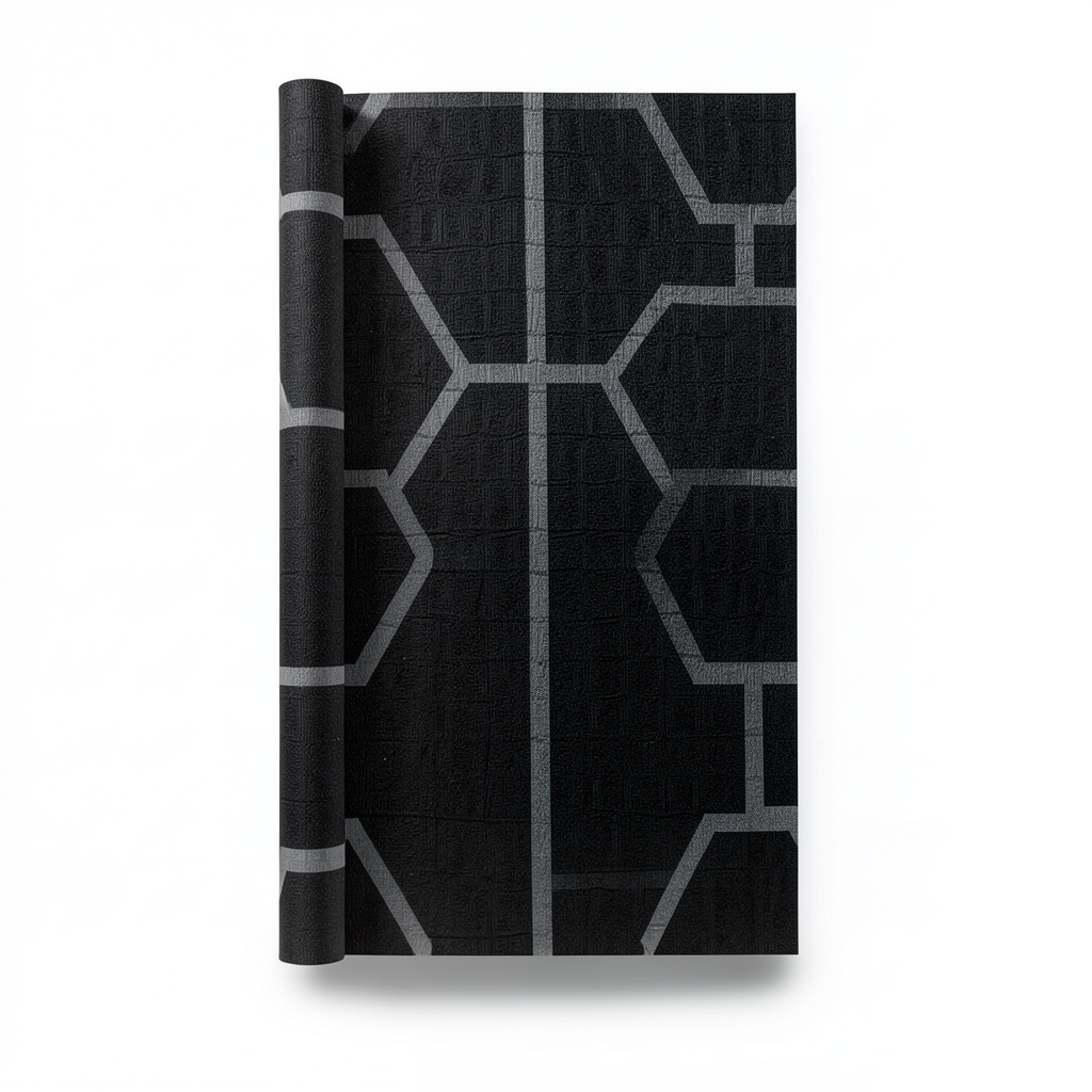 Italian Wall Covering Geometric Design Roll Length 10 m Black with Gray