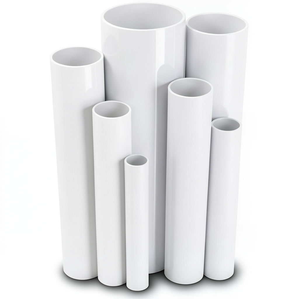 مواسير UPVC ضغط اسمي 10 بار قطر خارجي 125 مم سمك 6 مم أبيض