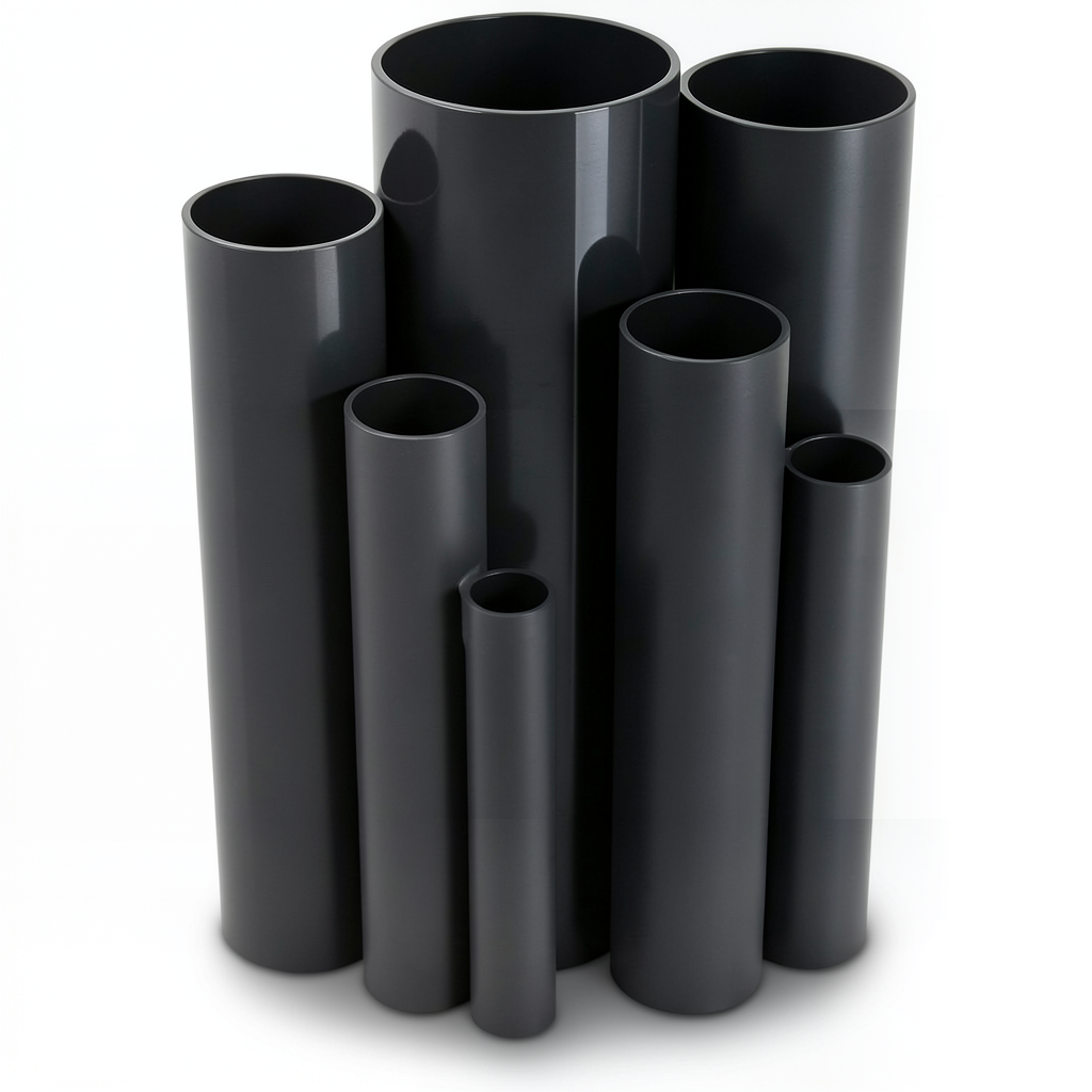 مواسير UPVC ضغط 16 بار قطر خارجي 125 مم سمك 9.3 مم لون اسود