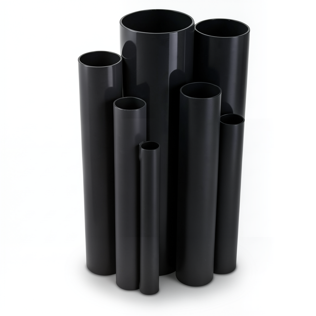 مواسير UPVC ضغط اسمي 6 بار قطر خارجي 125 مم سمك 3.7 مم لون أسود