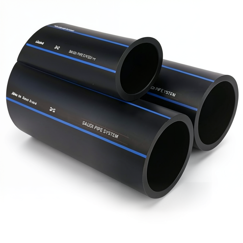 SPS HDPE Pipe PE 100 Pressure 10 Bar Outside Diameter 110 mm Thickness 6.6 mm Black Color | Saudi Pipes Systems (SPS)