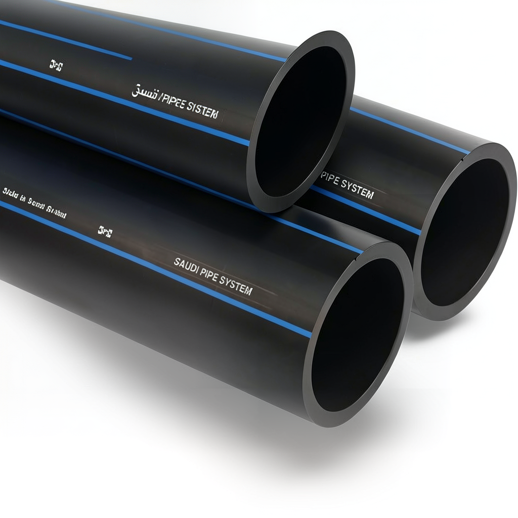 أنابيب SPS HDPE PE 100 ضغط 16 بار قطر خارجي 125 مم سمك 11.4 مم لون أسود | مصنع أنظمة الانابيب السعودي (SPS)